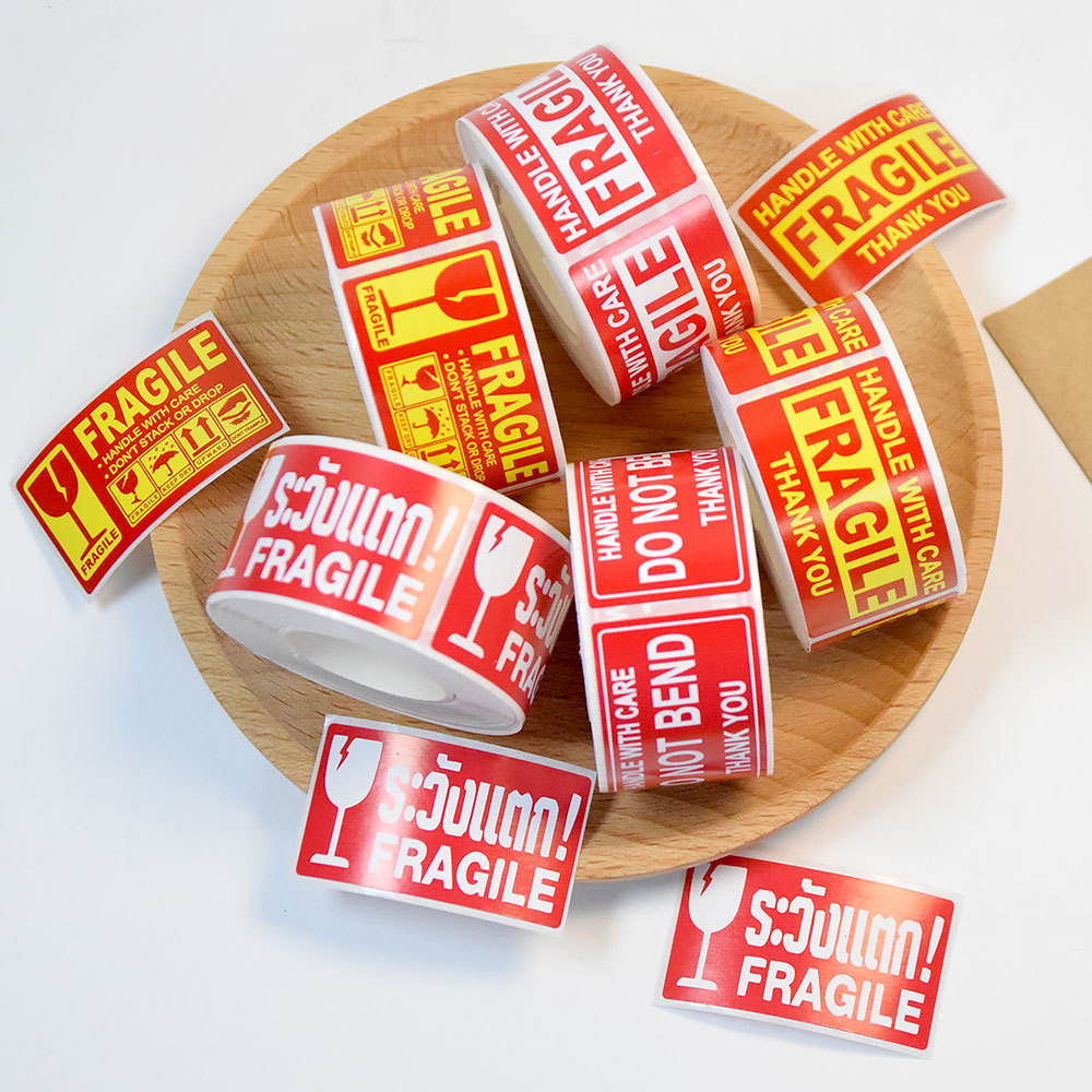 Food Storage Labels - 250Pcs Fragile Warning Stickers Coated Paper